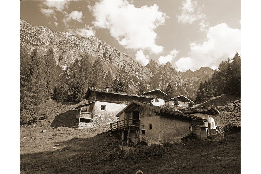 Leinenbild "Pinistal Stubai" Sepia