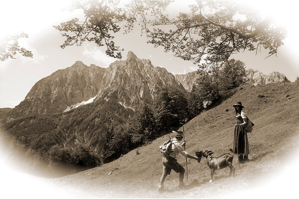 Leinenbild "Kaiserziege Paul" Sepia