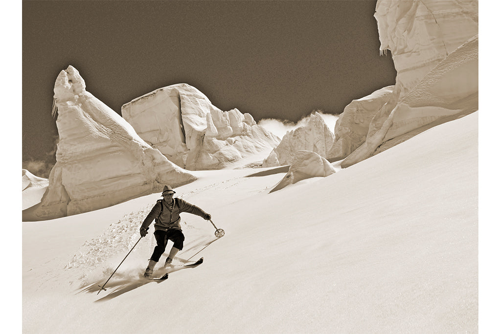 Leinenbild "Pulverfahrt" Sepia