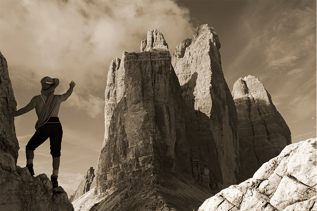 Leinenbild "Zinnenblick" Sepia