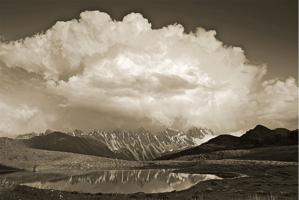 Leinenbild "Salfeins, Stubaier Alpen" Sepia