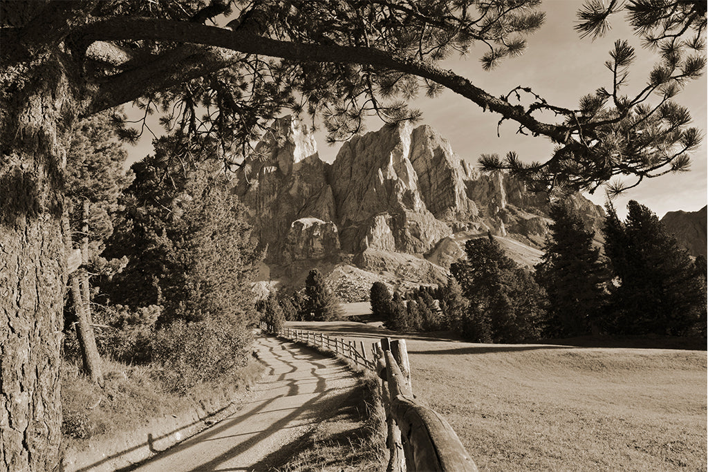 Leinenbild "Wanderweg Pleitlerkofel" Sepia
