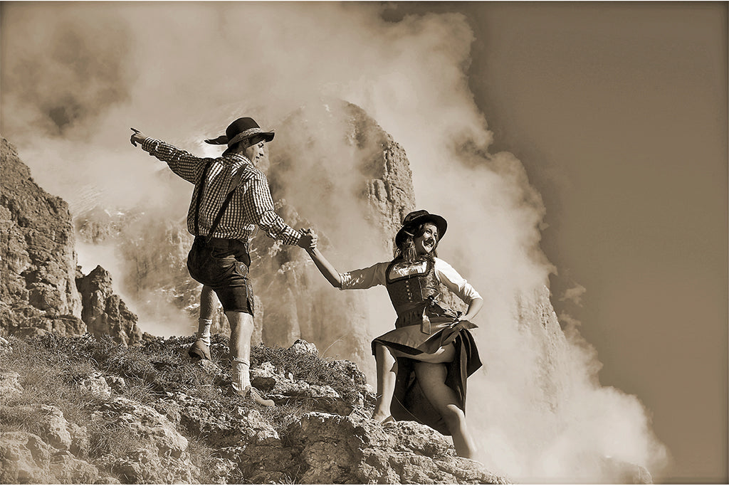 Leinenbild "Alpenglüh´n" Sepia