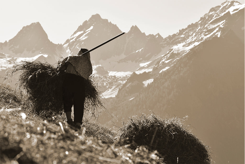 Leinenbild "Heuhaufen" Sepia