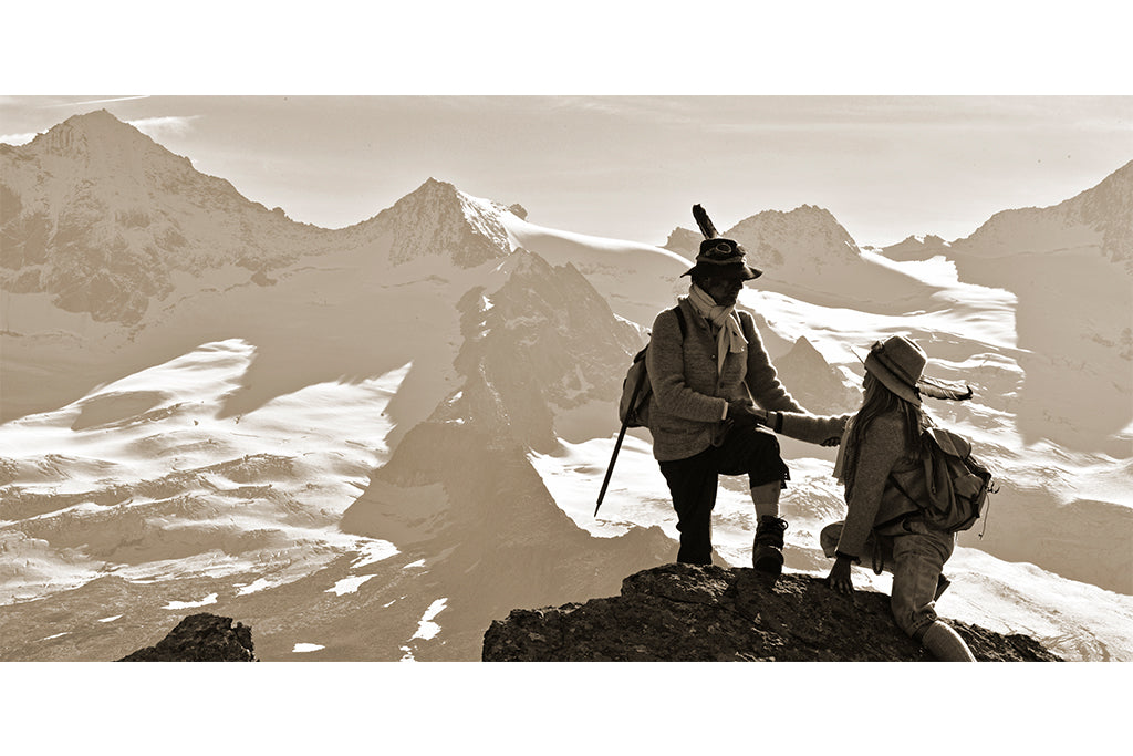 Leinenbild Panorama Spruch "Miteinander" Sepia