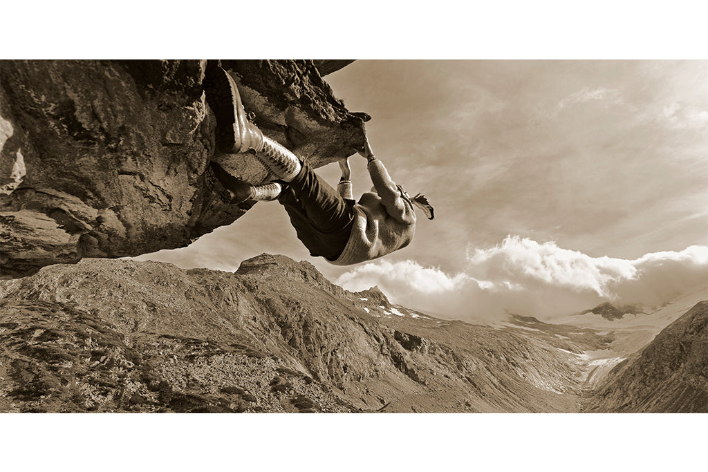 Leinenbild Panorama Spruch "Zeitpunkt" Sepia