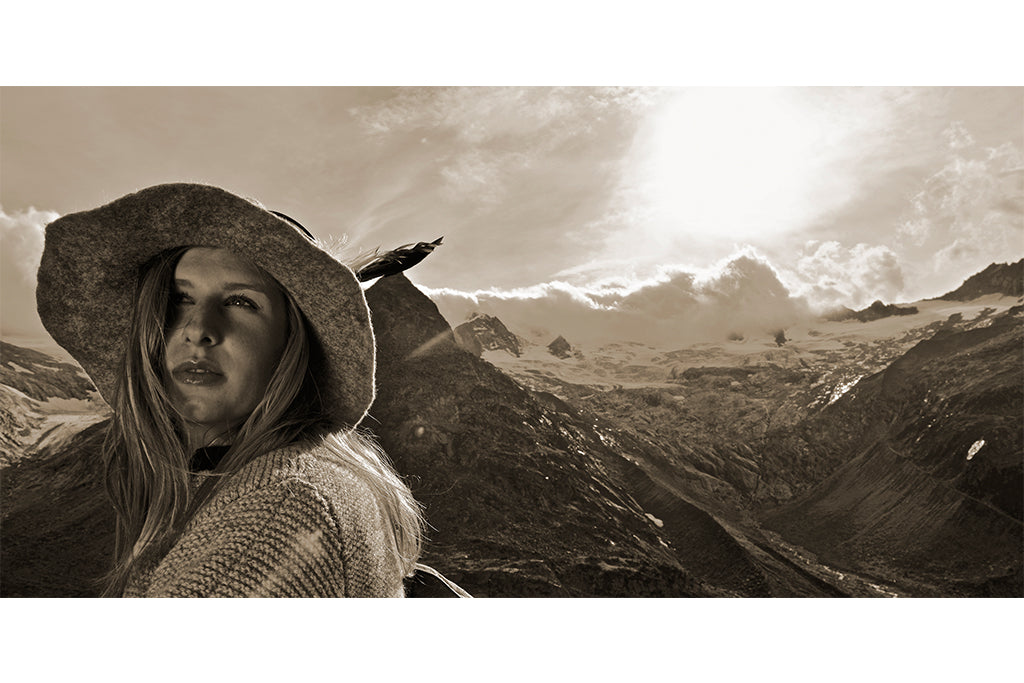 Leinenbild Panorama Spruch "Sehnsucht" Sepia