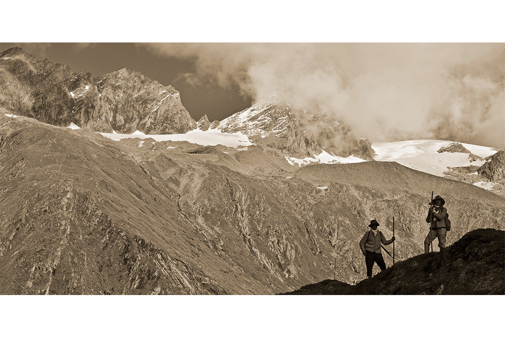 Leinenbild Panorama Spruch "Vollendung" Sepia