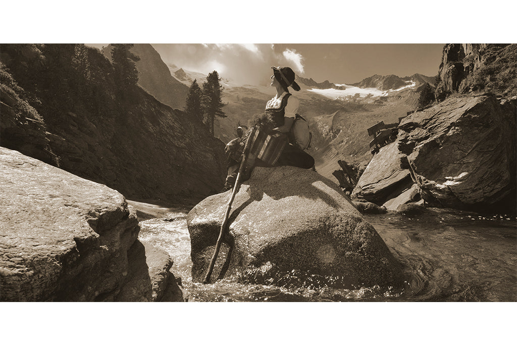 Leinenbild Panorama Spruch "Hoffnung" Sepia