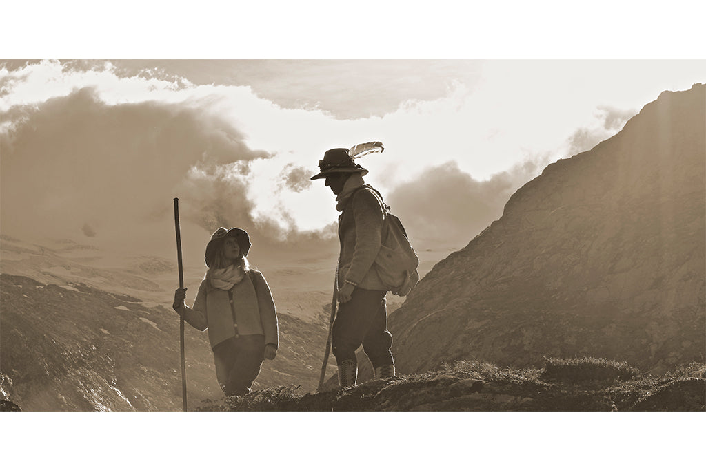 Leinenbild Panorama Spruch "Sichtweise" Sepia