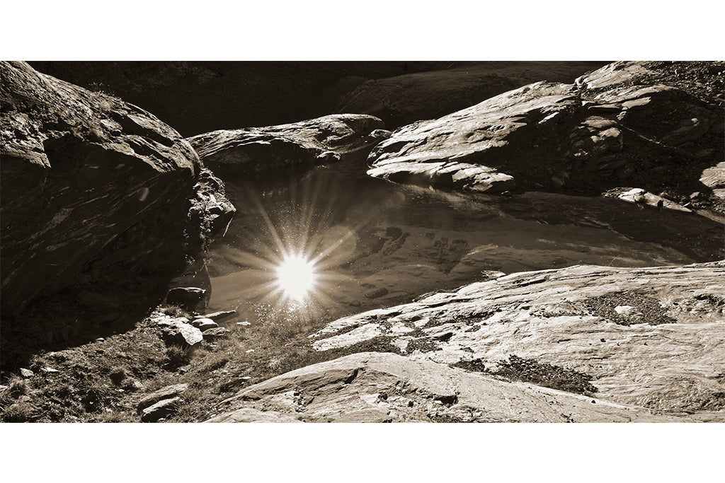 Leinenbild Panorama Spruch "Licht" Sepia