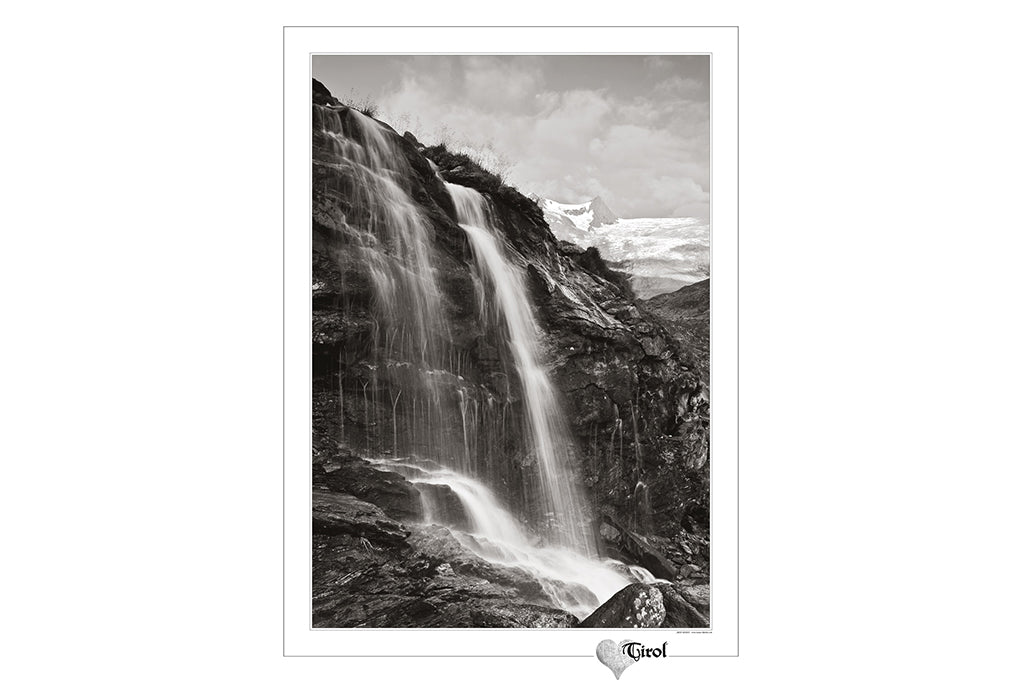 Poster "Wilde Wasser Wasserfall Innergschlöss" S/W