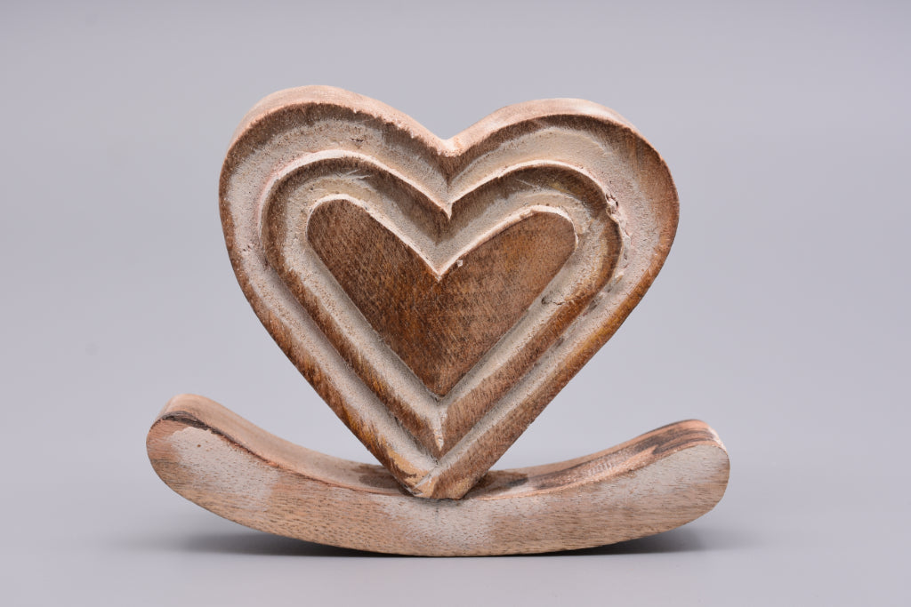 Holz Herz auf Wippe 10 cm