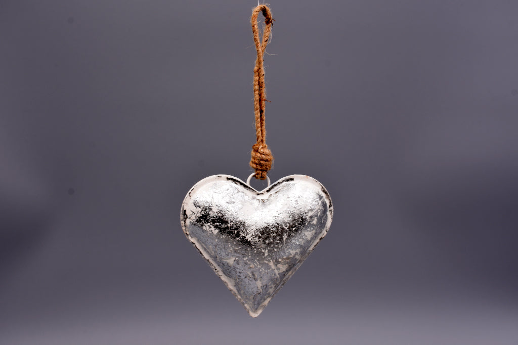 Metall Herz silber groß hängend 11 cm