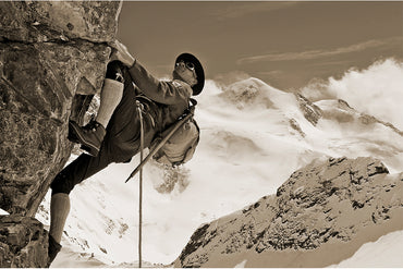 Leinenbild "Nostalgie Kletterer Wildspitze" Sepia