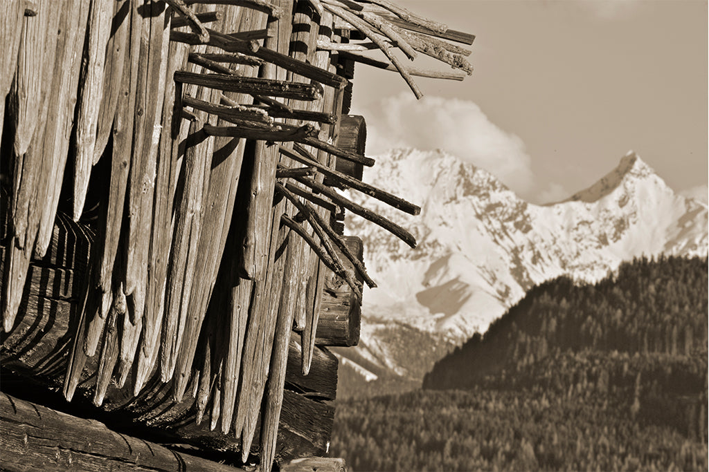 Leinenbild "Die Arbeit ruft" Sepia